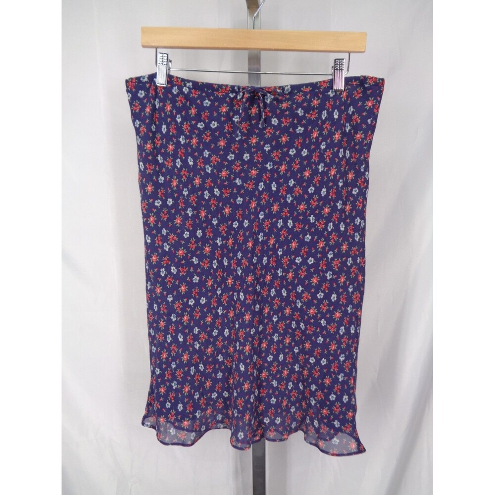 Ralph Lauren Floral Silk Slip Skirt Tie Drawstring Waist Medium Vintage 90's Y2K